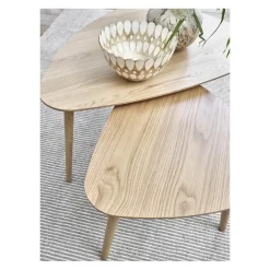 LykkeHome Salontafels|Ada Salontafel set van 2 driehoek Naturel