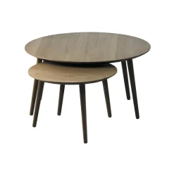 LykkeHome Salontafels|Ada Salontafel set van 2 rond Bruin