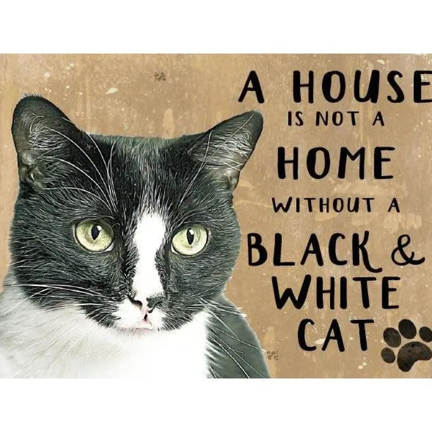 Cavetown Metalen Borden|A House is not a Home Black and White Cat - metalen bord