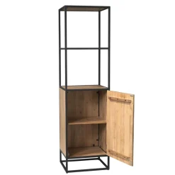 Furndea Boekenkasten|Industriele Kasten|Alaska Boekenkast Met deur Mangohout 55cm