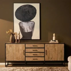 Furndea Dressoirs|Industriele Kasten|Alaska Dressoir Mangohout 210cm