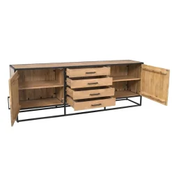 Furndea Dressoirs|Industriele Kasten|Alaska Dressoir Mangohout 210cm