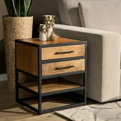Furndea Nachtkastjes|Industriele Kasten|Alaska Nachtkastje Mangohout 45cm