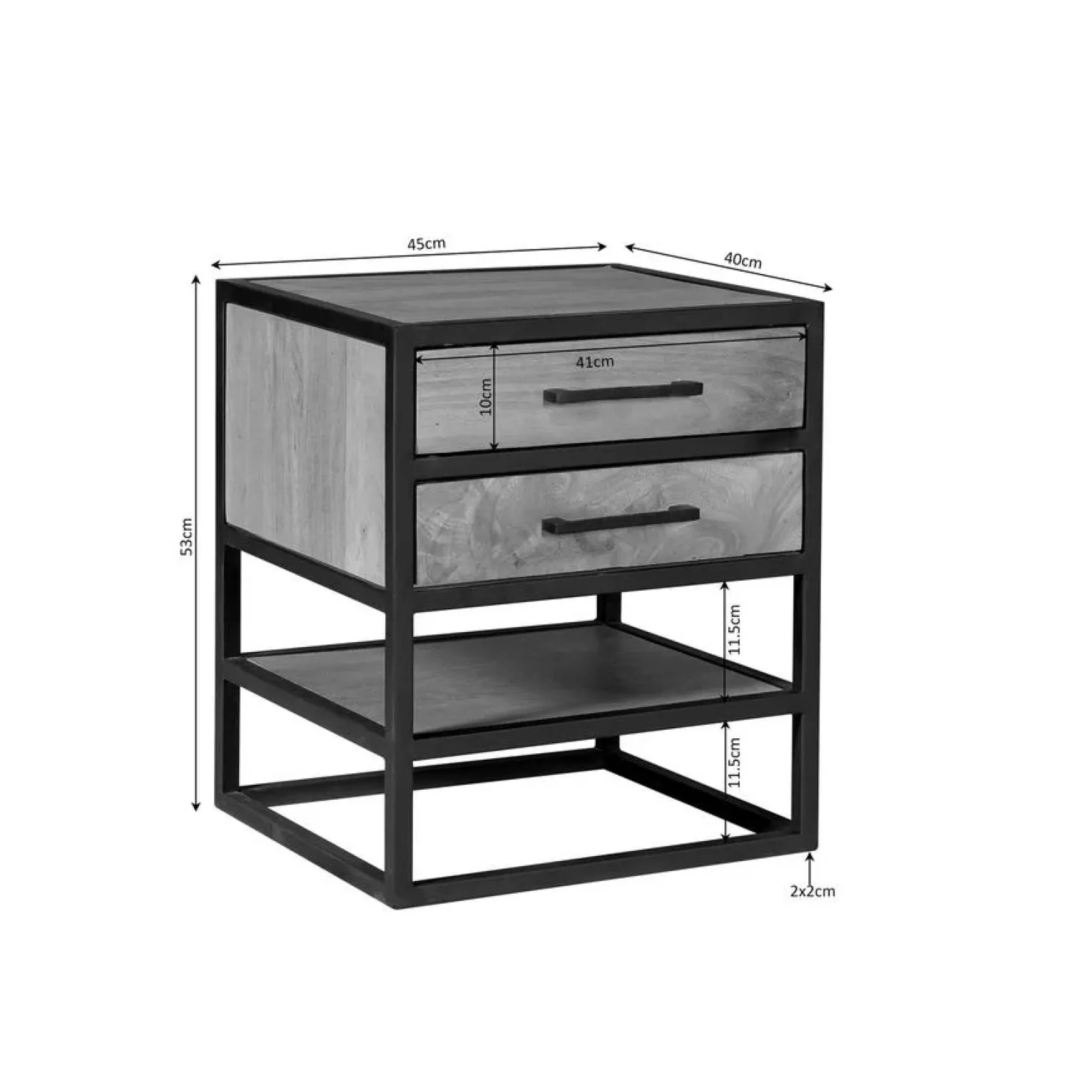 Furndea Nachtkastjes|Industriele Kasten|Alaska Nachtkastje Mangohout 45cm