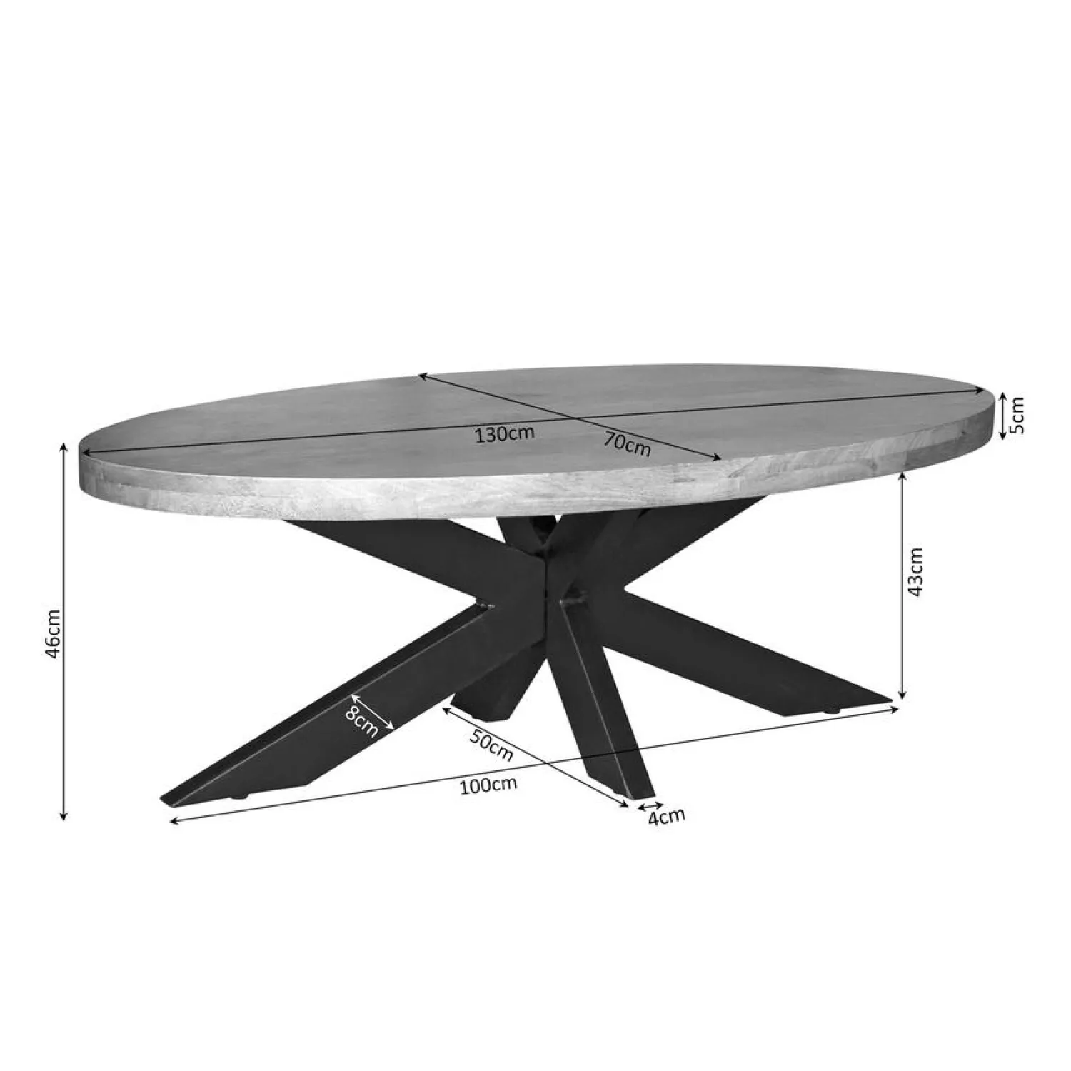 Furndea Salontafels|Alaska Salontafel Ovaal Mangohout 130cm