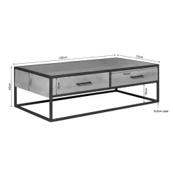 Furndea Salontafels|Alaska Salontafel Rechthoekig Met lades Mangohout 130cm