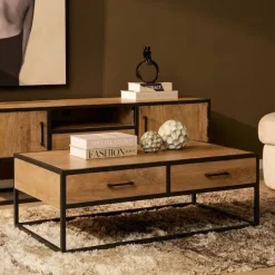 Furndea Salontafels|Alaska Salontafel Rechthoekig Met lades Mangohout 130cm
