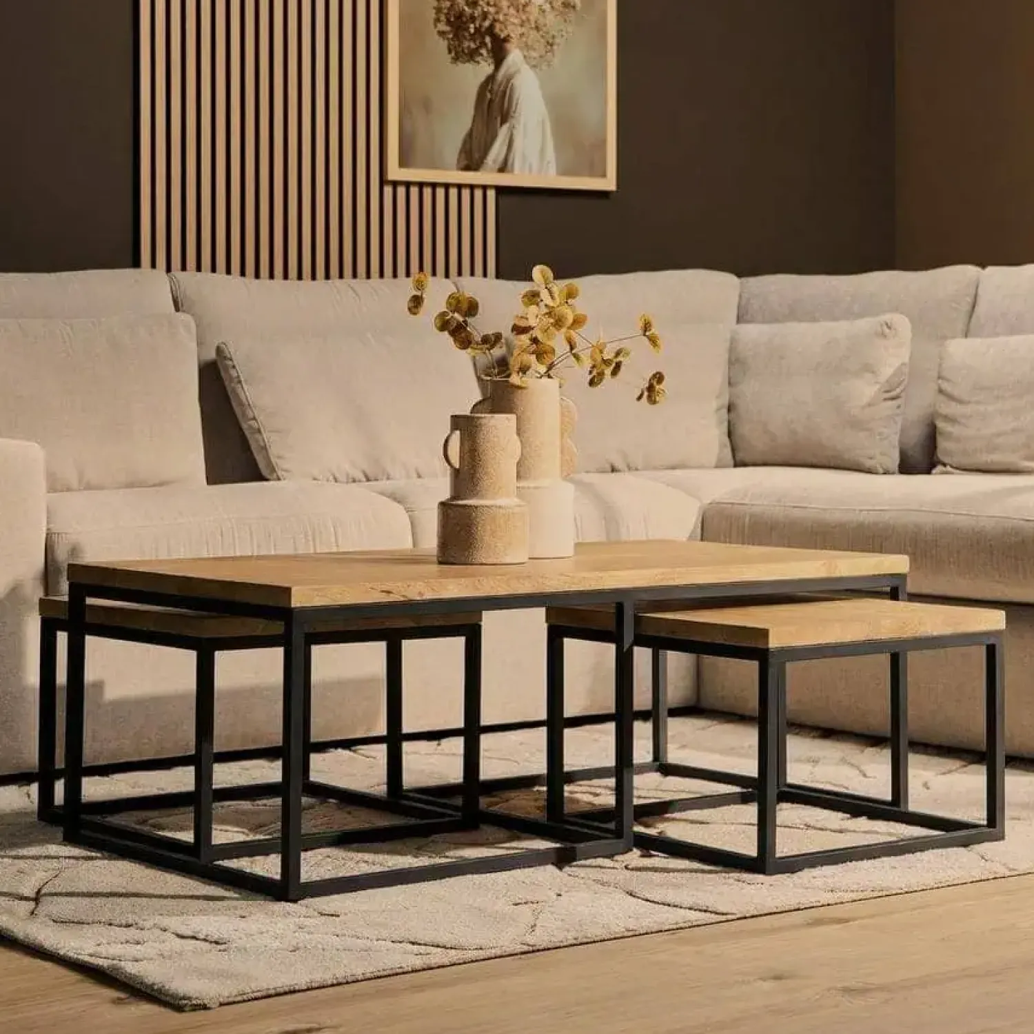 Furndea Salontafels|Alaska Salontafel Set van 3 rechthoekig Mangohout 120cm