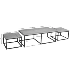 Furndea Salontafels|Alaska Salontafel Set van 3 rechthoekig Mangohout 120cm