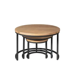 Furndea Salontafels|Alaska Salontafel Set van 3 rond Mangohout