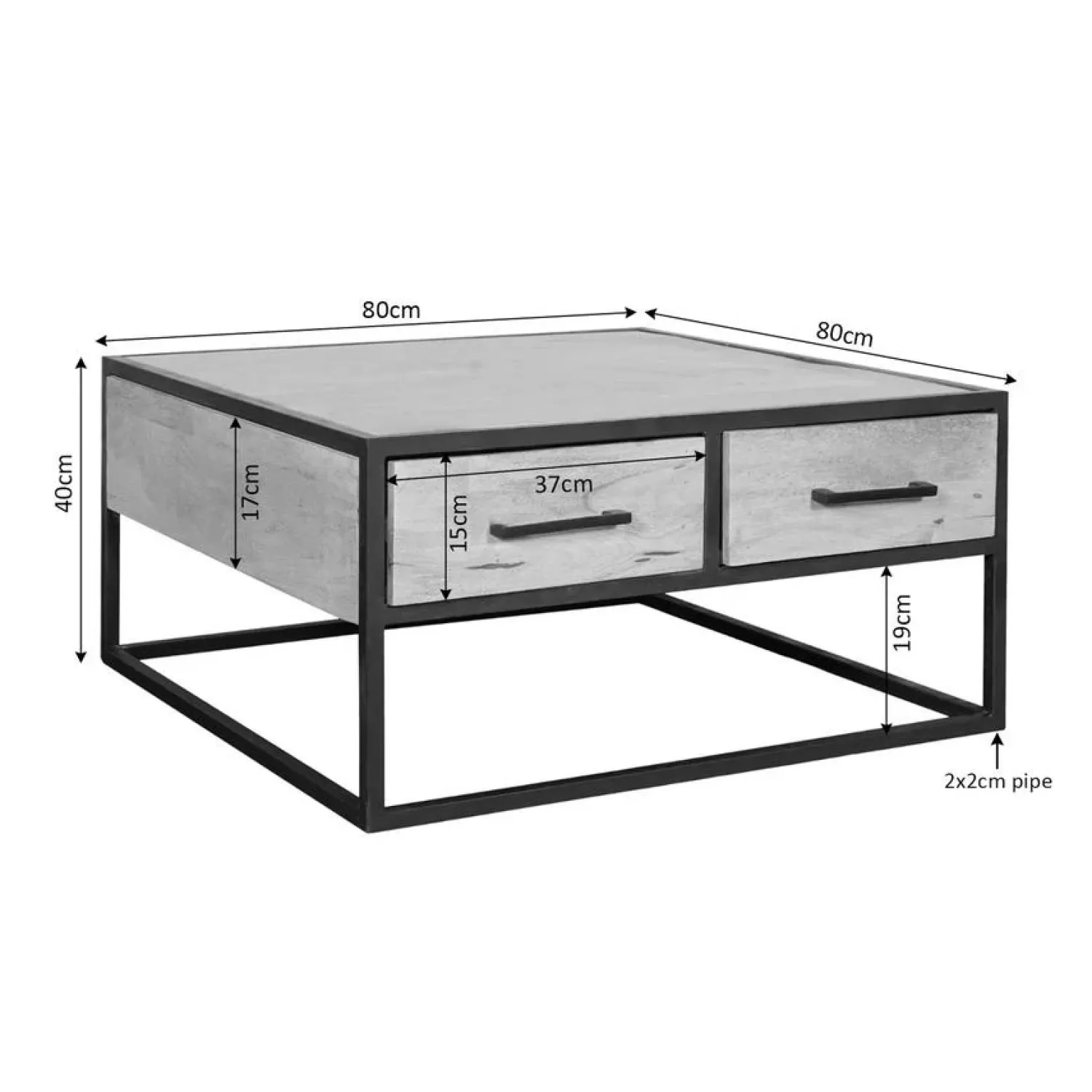 Furndea Salontafels|Alaska Salontafel Vierkant Mangohout 80cm