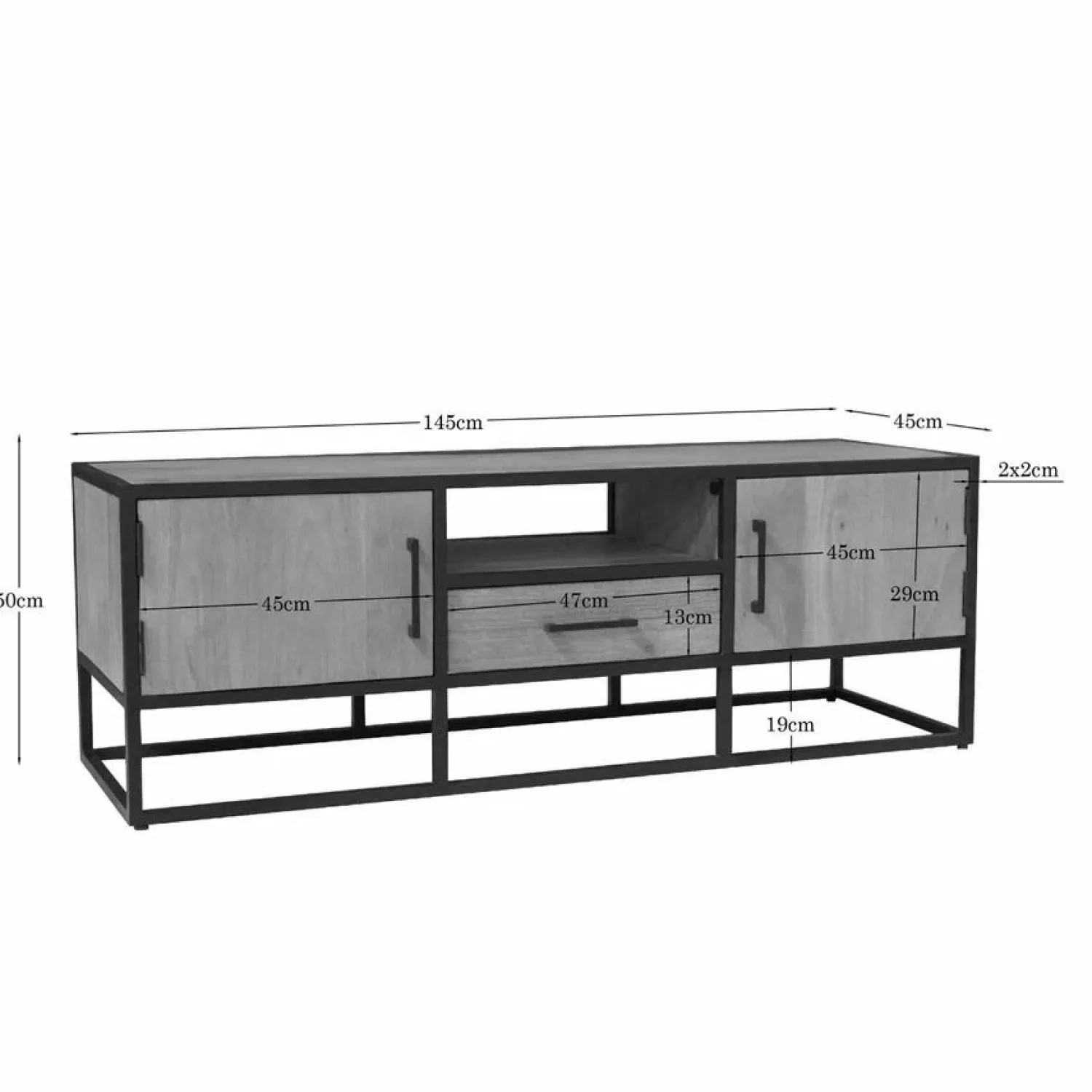 Furndea Industriele Kasten|Tv Meubels|Alaska Tv meubel Mangohout 145cm
