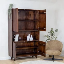 Vane Living Boekenkasten|Industriele Kasten|Albin Boekenkast walnoot 120cm
