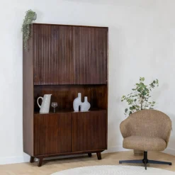 Vane Living Boekenkasten|Industriele Kasten|Albin Boekenkast walnoot 120cm