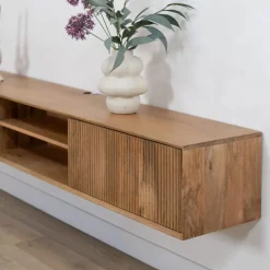 Vane Living Industriele Kasten|Tv Meubels|Albin Zwevend Tv meubel naturel 200cm
