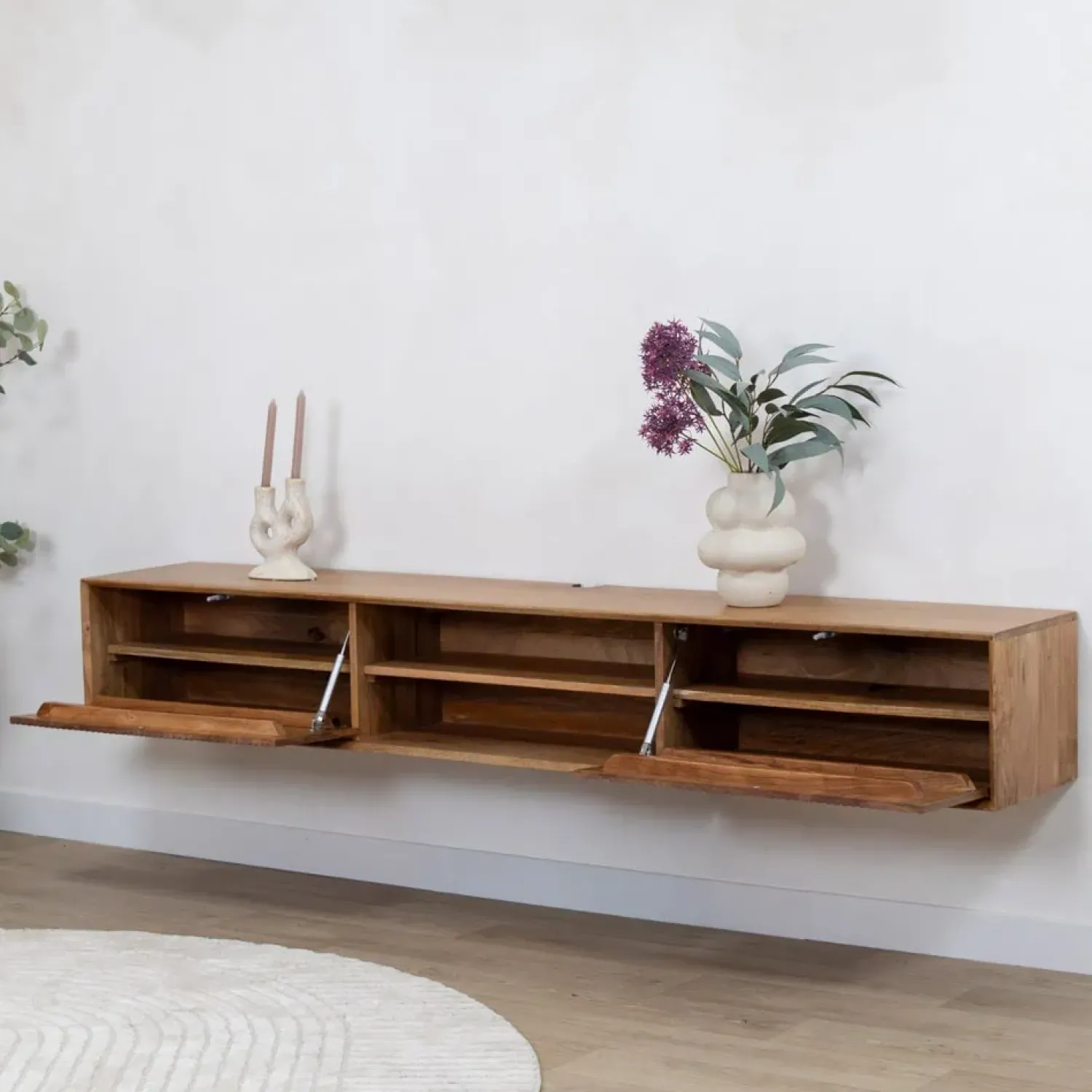 Vane Living Industriele Kasten|Tv Meubels|Albin Zwevend Tv meubel naturel 200cm