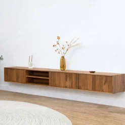 Vane Living Industriele Kasten|Tv Meubels|Albin Zwevend Tv meubel naturel 240cm