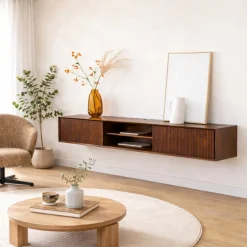 Vane Living Industriele Kasten|Tv Meubels|Albin Zwevend Tv meubel walnoot 200cm