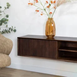 Vane Living Industriele Kasten|Tv Meubels|Albin Zwevend Tv meubel walnoot 200cm