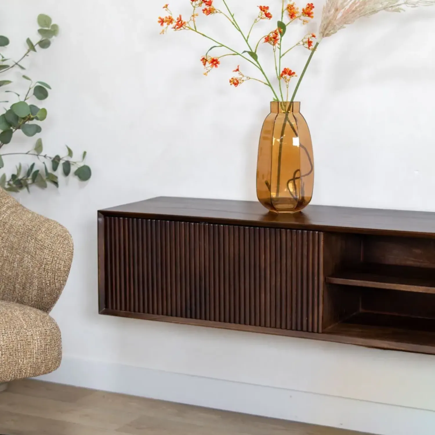 Vane Living Industriele Kasten|Tv Meubels|Albin Zwevend Tv meubel walnoot 200cm