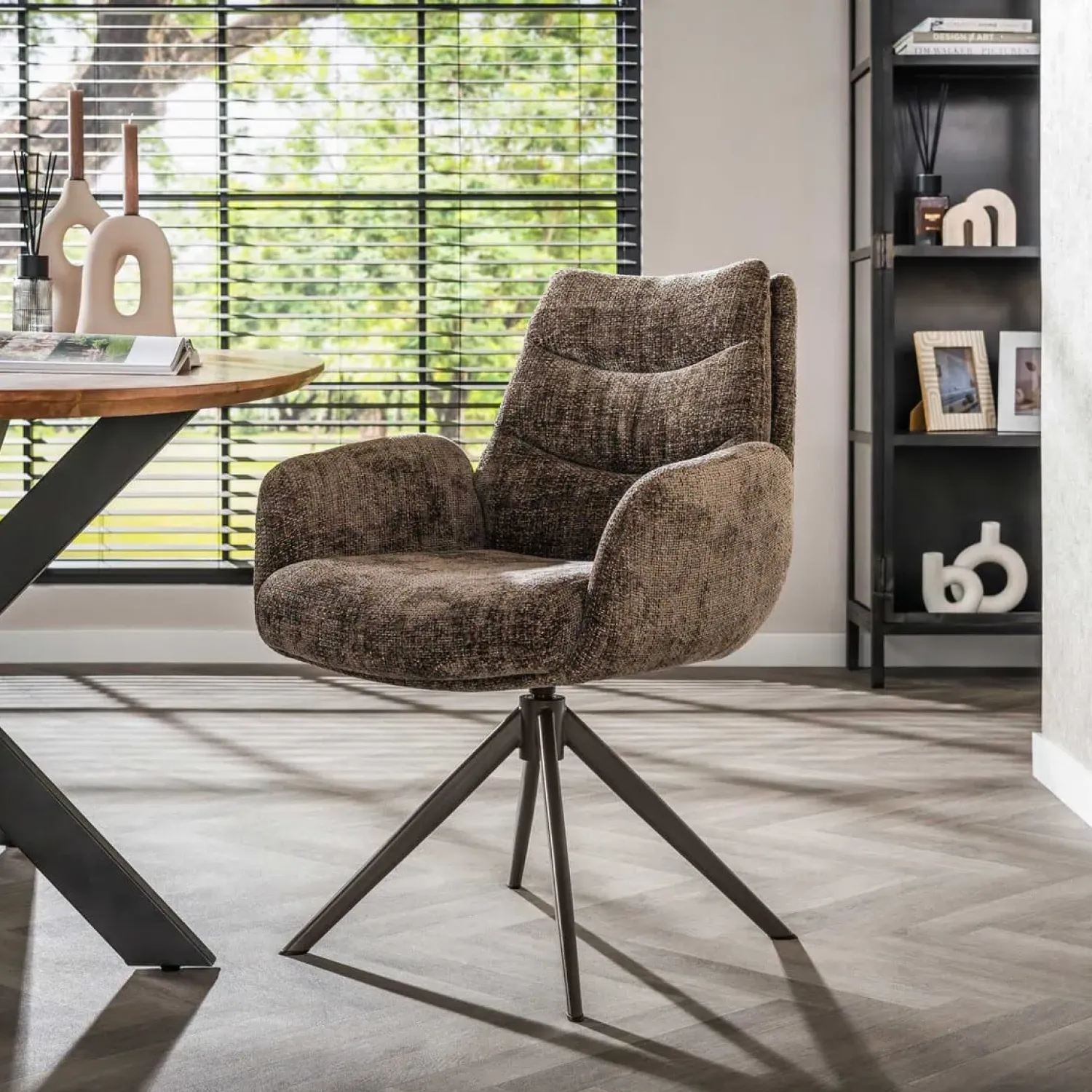 Kalfort Eetkamerstoelen|Aldira Eetkamerstoel Hoven taupe-bruin