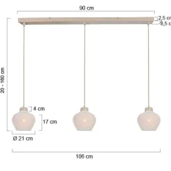 Steinmex Hanglampen|Alessia 3-lichts Hanglamp Travertin met linnen