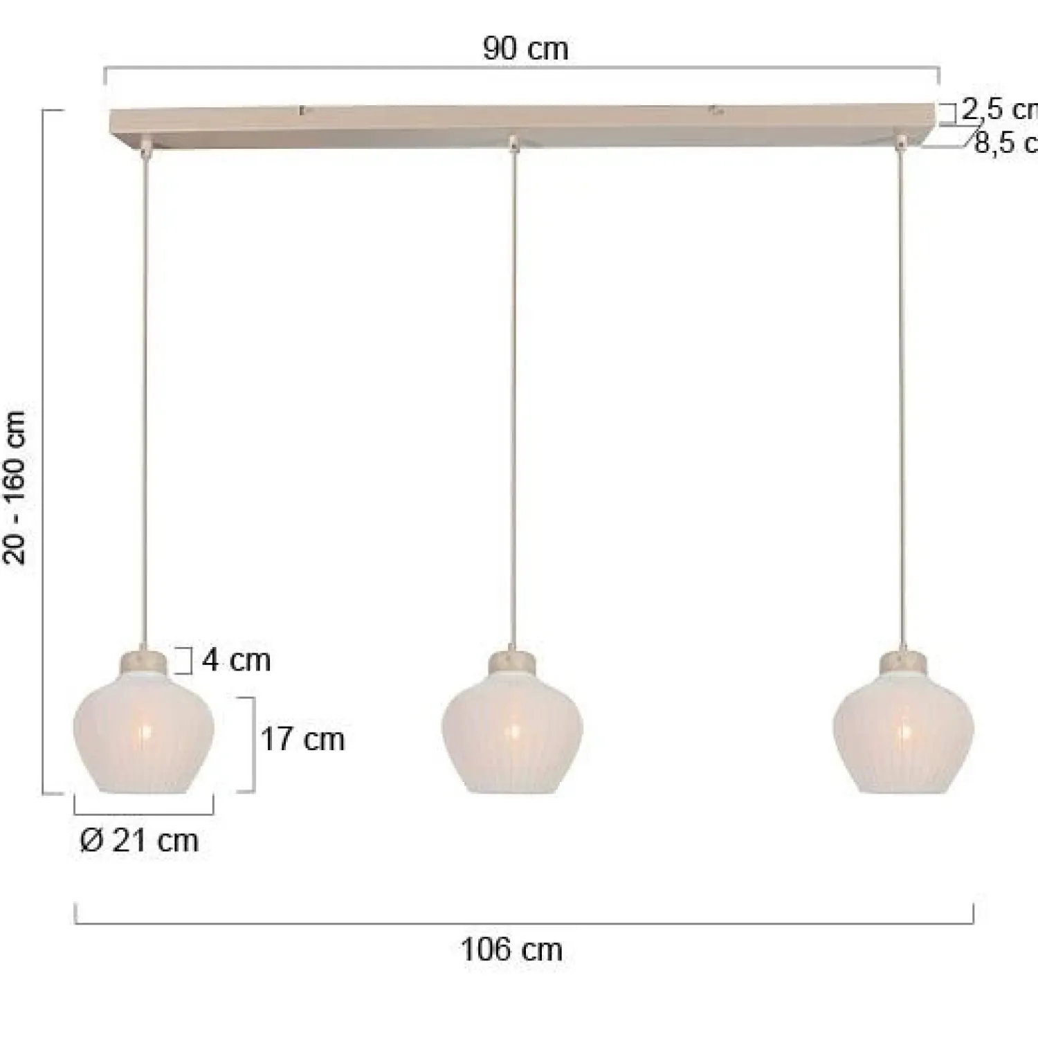 Steinmex Hanglampen|Alessia 3-lichts Hanglamp Travertin met linnen