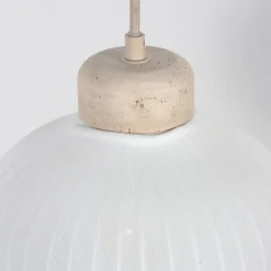 Steinmex Hanglampen|Alessia 3-lichts Hanglamp Travertin met linnen