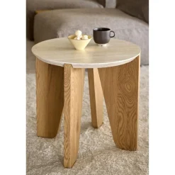 Nordhavn Bijzettafels|Almari Bijzettafel Beige rond 50cm