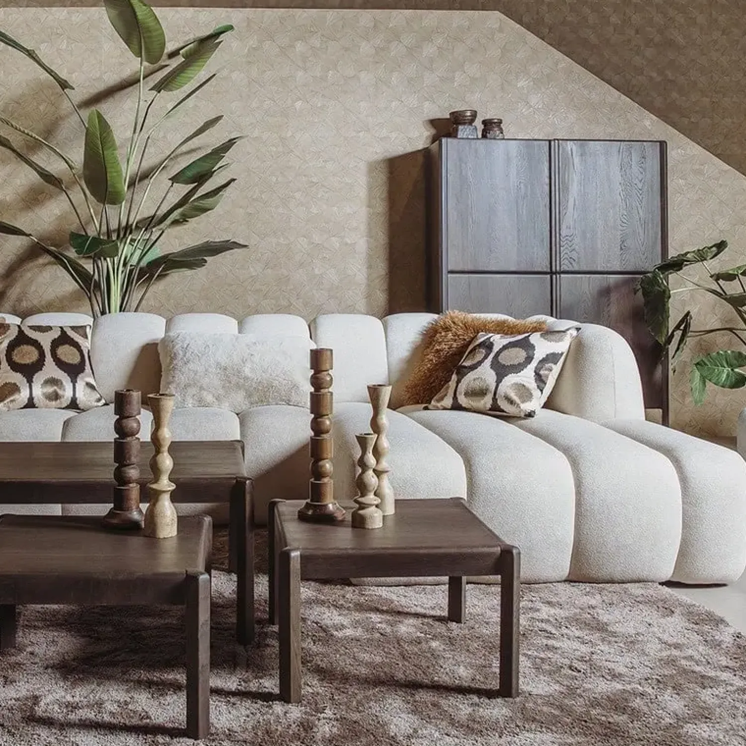 Tower living Salontafels|Amalfi Salontafel set van 3 bruin eikenfineer