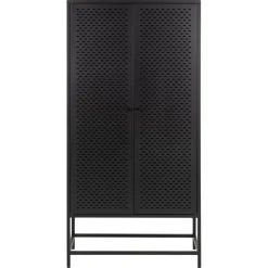 Nordhavn Wandkasten|Industriele Kasten|Amora Wandkast Zwart Metaal 80cm