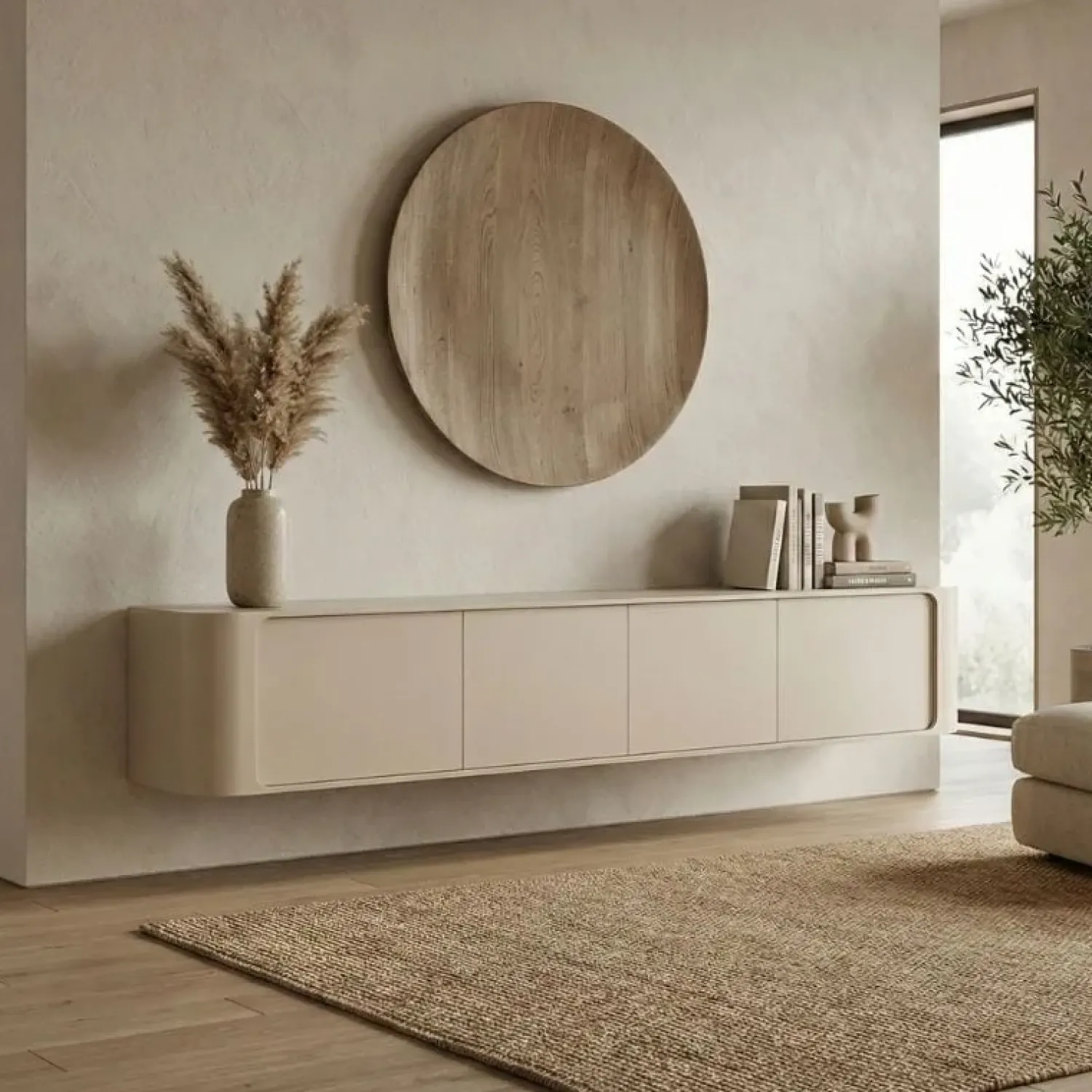 Vane Living Industriele Kasten|Tv Meubels|Amy Tv meubel Zand mangohout 195 cm
