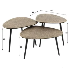 Kalfort Salontafels|Andora Salontafel setvan 3 organisch antiek brons
