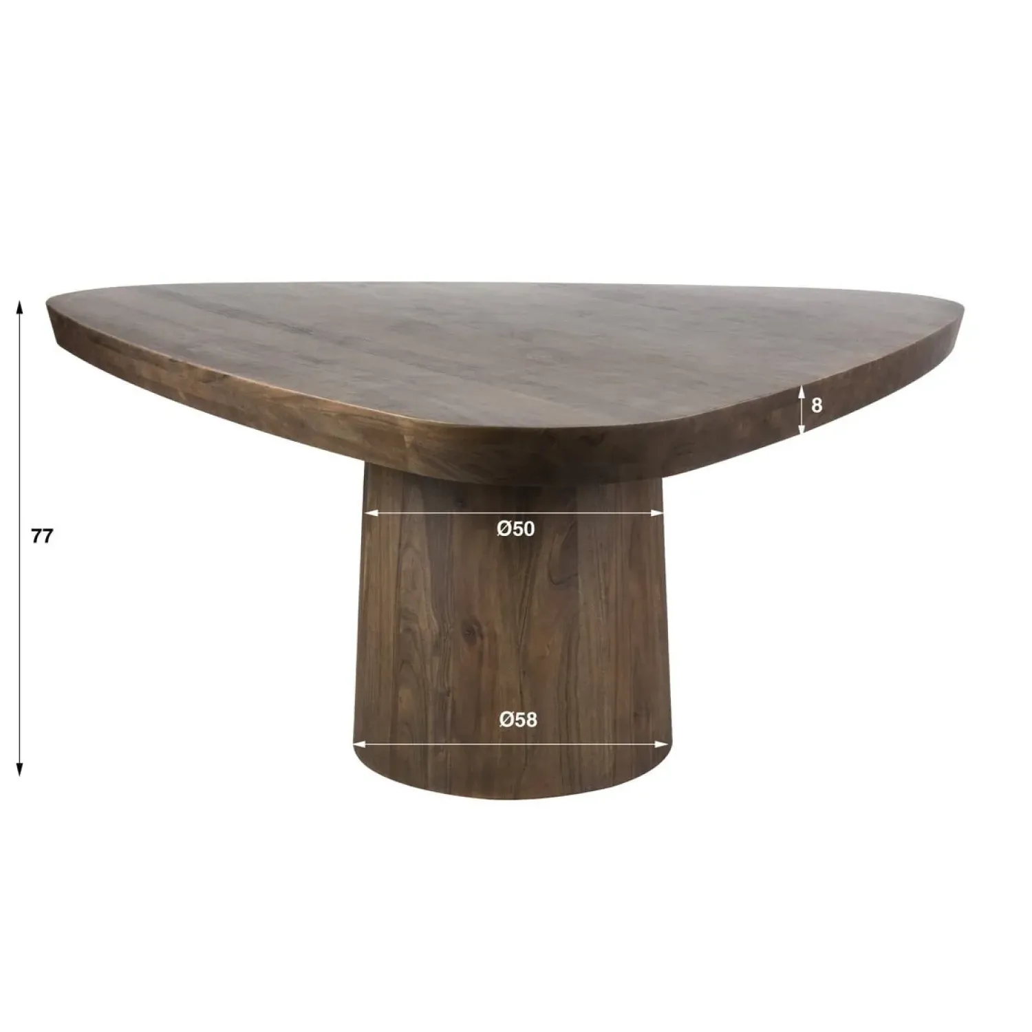 Kalfort Eettafels|Andreas Eettafel driehoekig Acaciahout 165cm