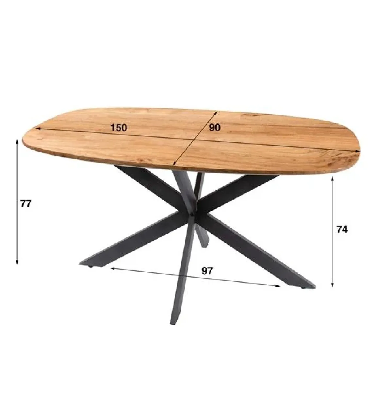 Kalfort Eettafels|Arden Eettafel deens ovaal Acaciahout 150cm