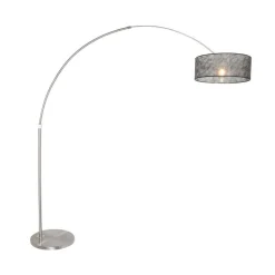 Steinmex Booglampen|Ariana 1-lichts Vloerlamp Staal met Zwart Sizoflor kap