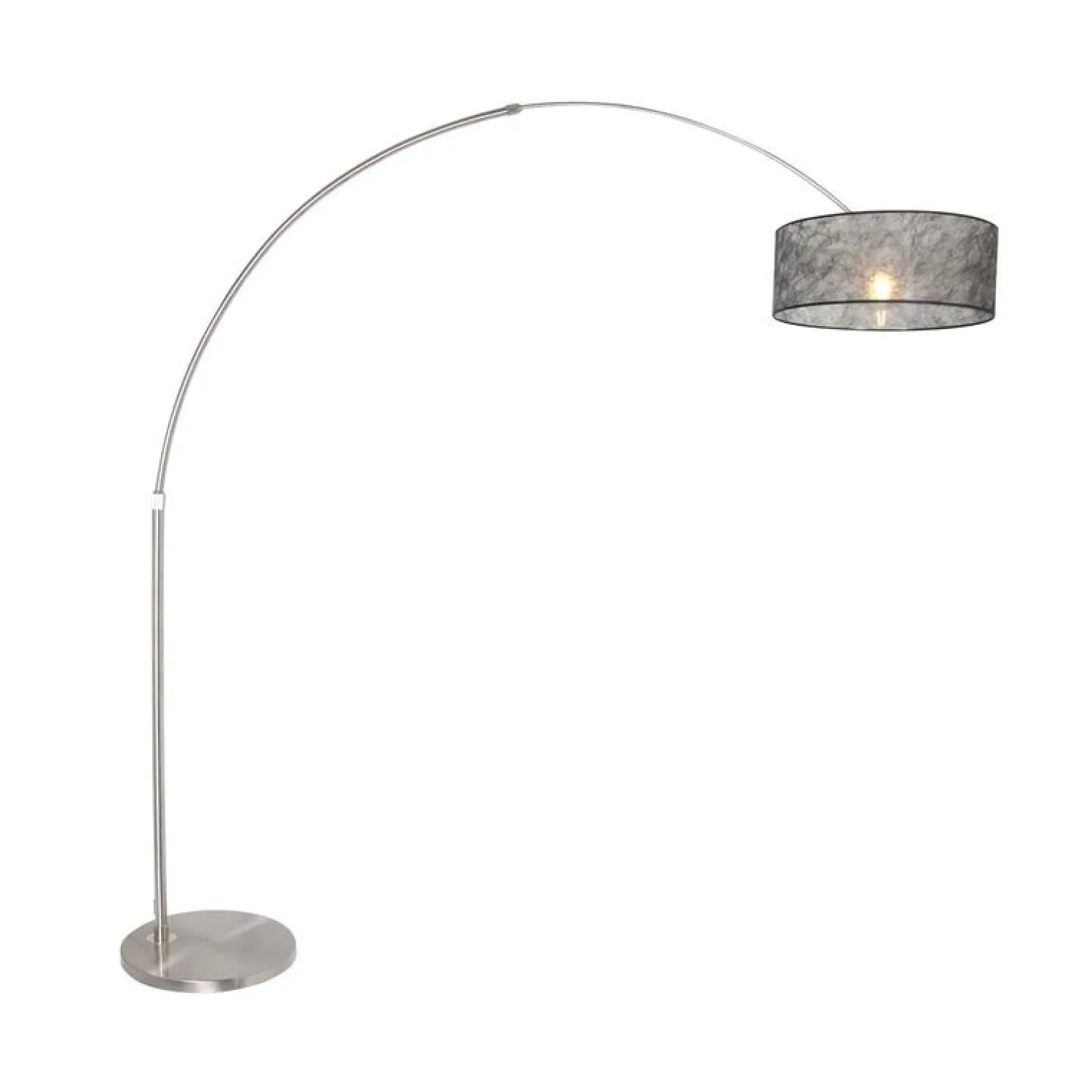 Steinmex Booglampen|Ariana 1-lichts Vloerlamp Staal met Zwart Sizoflor kap