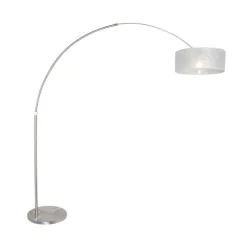 Steinmex Booglampen|Ariana 1-lichts Vloerlamp Staal met Zilver Sizoflor kap