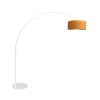 Steinmex Booglampen|Ariana 1-lichts Vloerlamp Wit met Goud Velvet kap