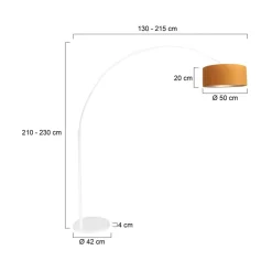 Steinmex Booglampen|Ariana 1-lichts Vloerlamp Wit met Goud Velvet kap