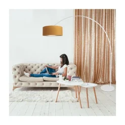 Steinmex Booglampen|Ariana 1-lichts Vloerlamp Wit met Goud Velvet kap