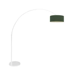 Steinmex Booglampen|Ariana 1-lichts Vloerlamp Wit met Groen Velvet kap