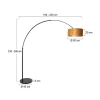 Steinmex Booglampen|Ariana 1-lichts Vloerlamp Zwart met Goud Velvet kap