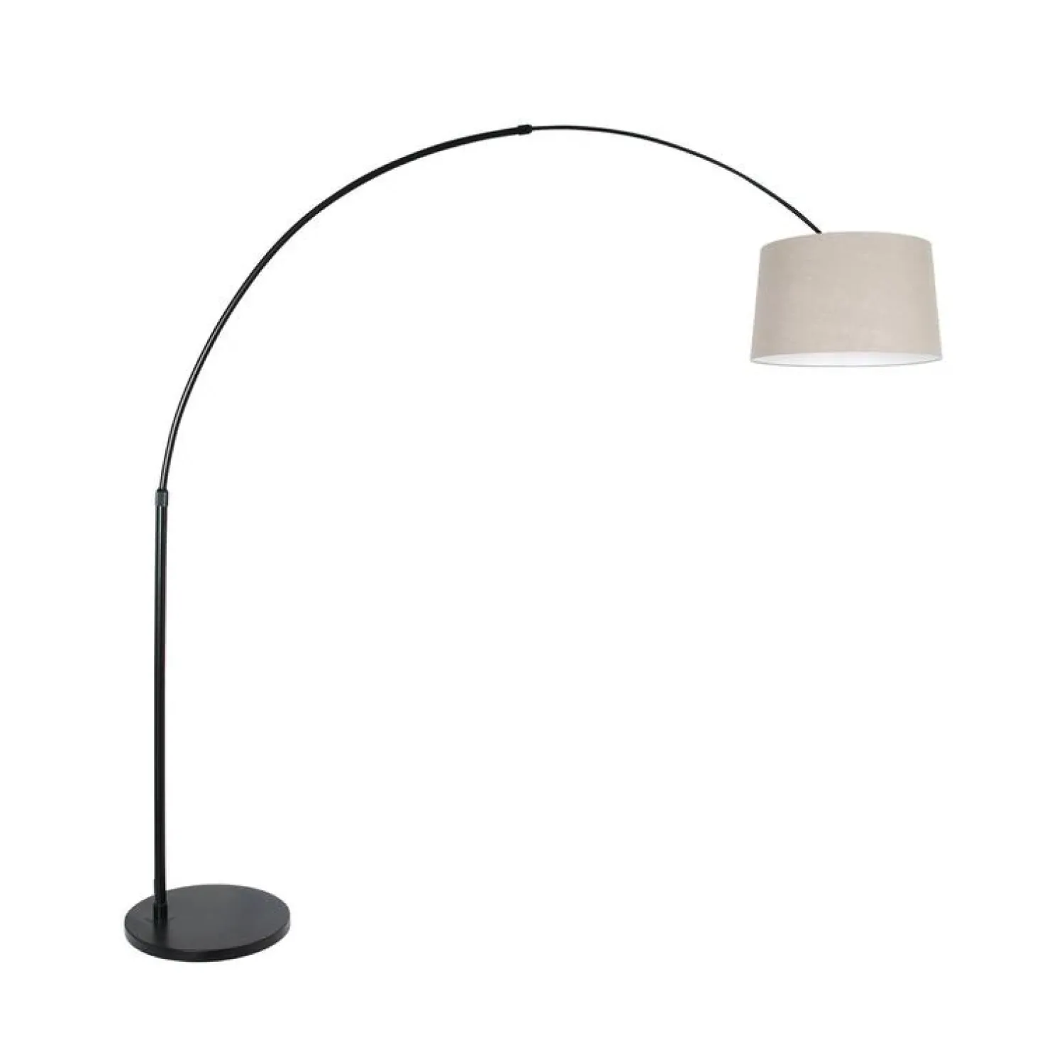 Steinmex Booglampen|Ariana 1-lichts Vloerlamp Zwart met Grijs Linnen hoge kap