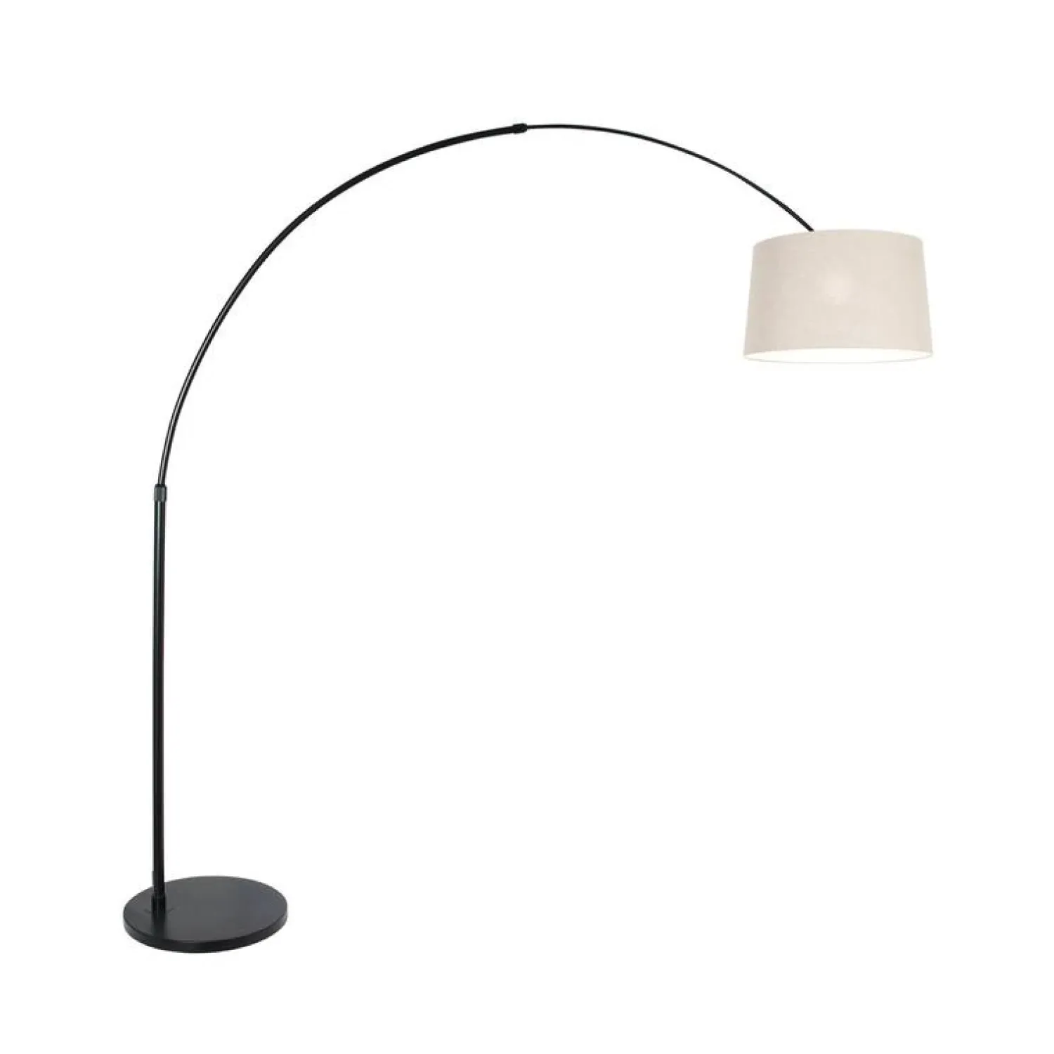 Steinmex Booglampen|Ariana 1-lichts Vloerlamp Zwart met Grijs Linnen hoge kap