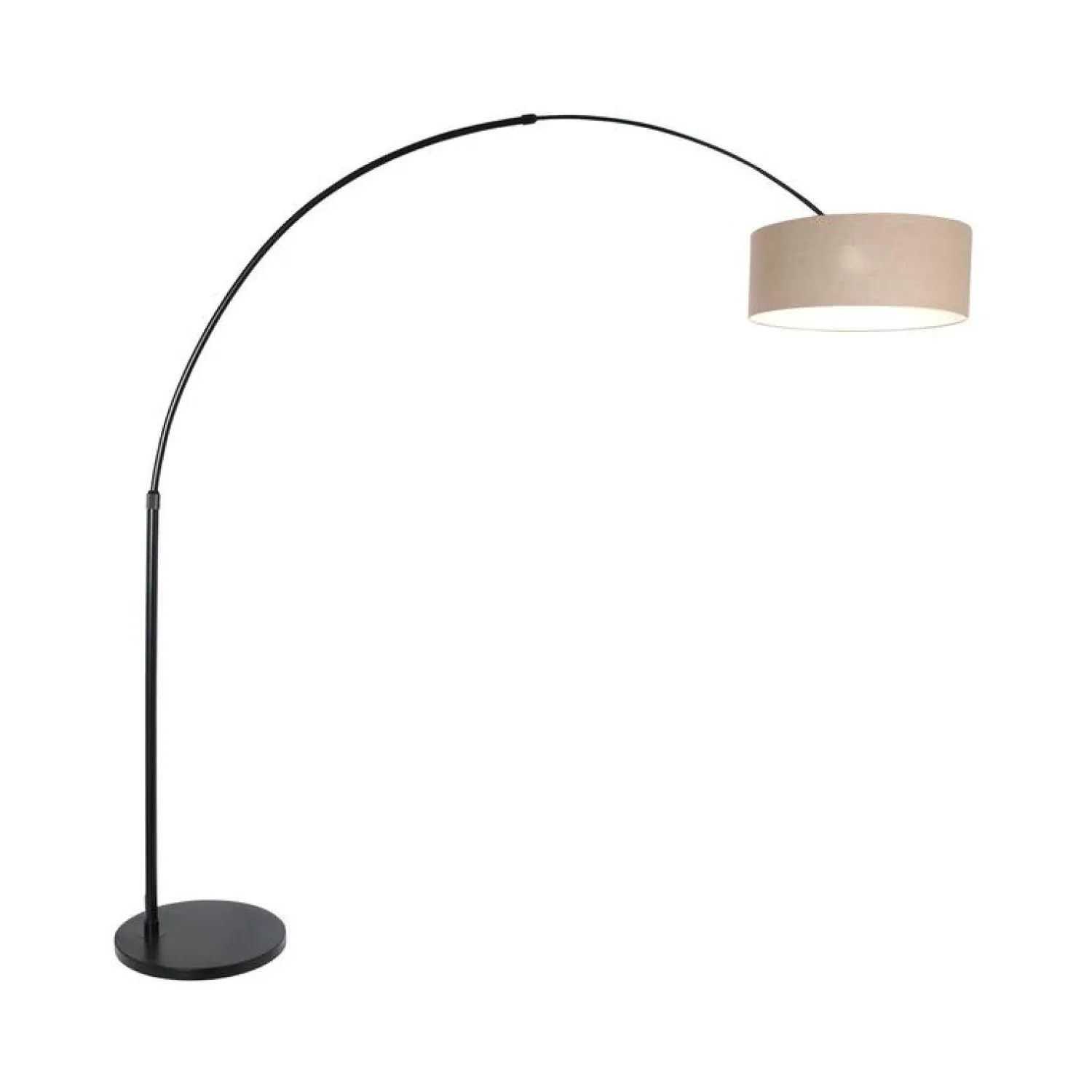 Steinmex Booglampen|Ariana 1-lichts Vloerlamp Zwart met Grijs Linnen lage kap