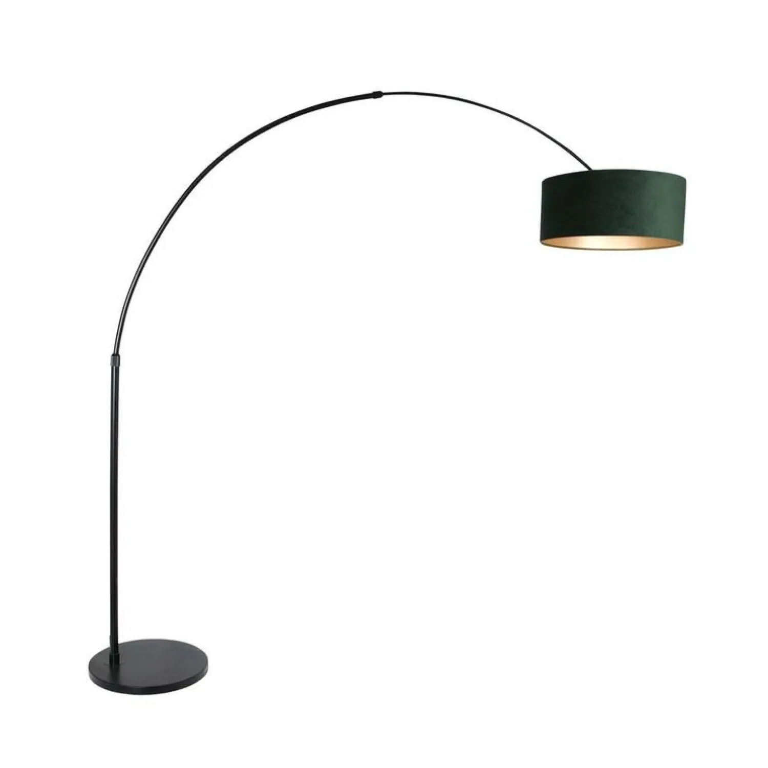 Steinmex Booglampen|Ariana 1-lichts Vloerlamp Zwart met Groen Velvet kap