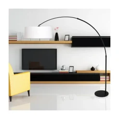 Steinmex Booglampen|Ariana 1-lichts Vloerlamp Zwart met Wit Chintz kap