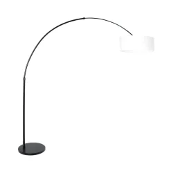 Steinmex Booglampen|Ariana 1-lichts Vloerlamp Zwart met Wit Chintz kap