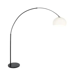 Steinmex Booglampen|Ariana 1-lichts Vloerlamp Zwart met Wit Kunststof kap